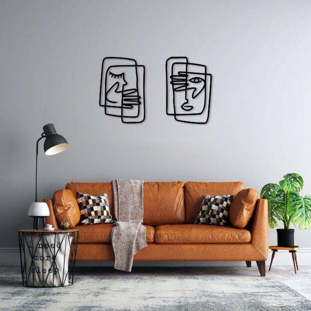 دیوارکوب ماهوت طرح صورت پیکاسو مجموعه 2 عددی 