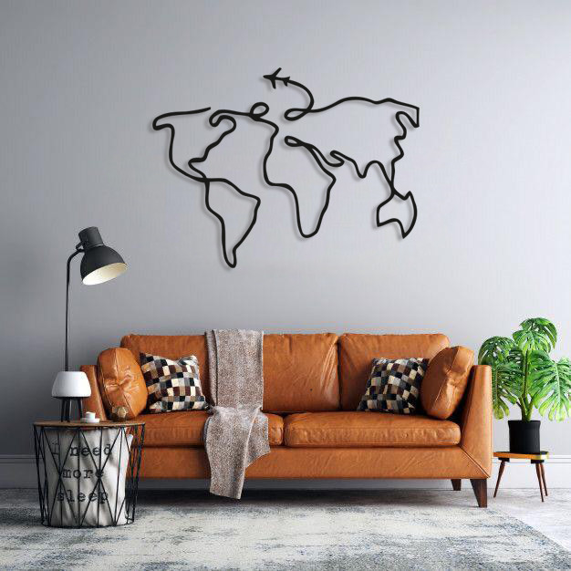 دیوارکوب ماهوت طرح نقشه جهان 