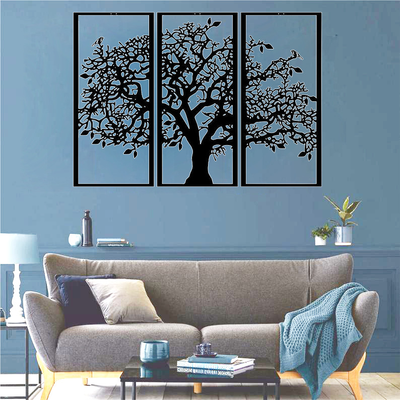 دیوارکوب آماتیس مدل درخت و پرنده مجموعه 3 عددی