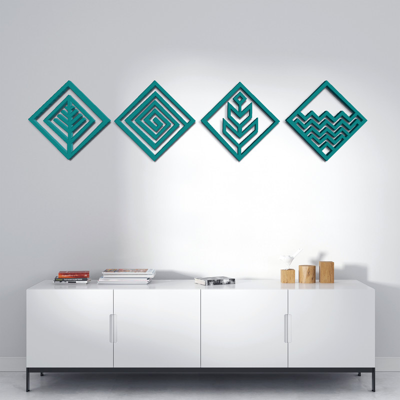  دیوارکوب مدل عناصر چهارگانه طرح لوزی مجموعه 4 عددی