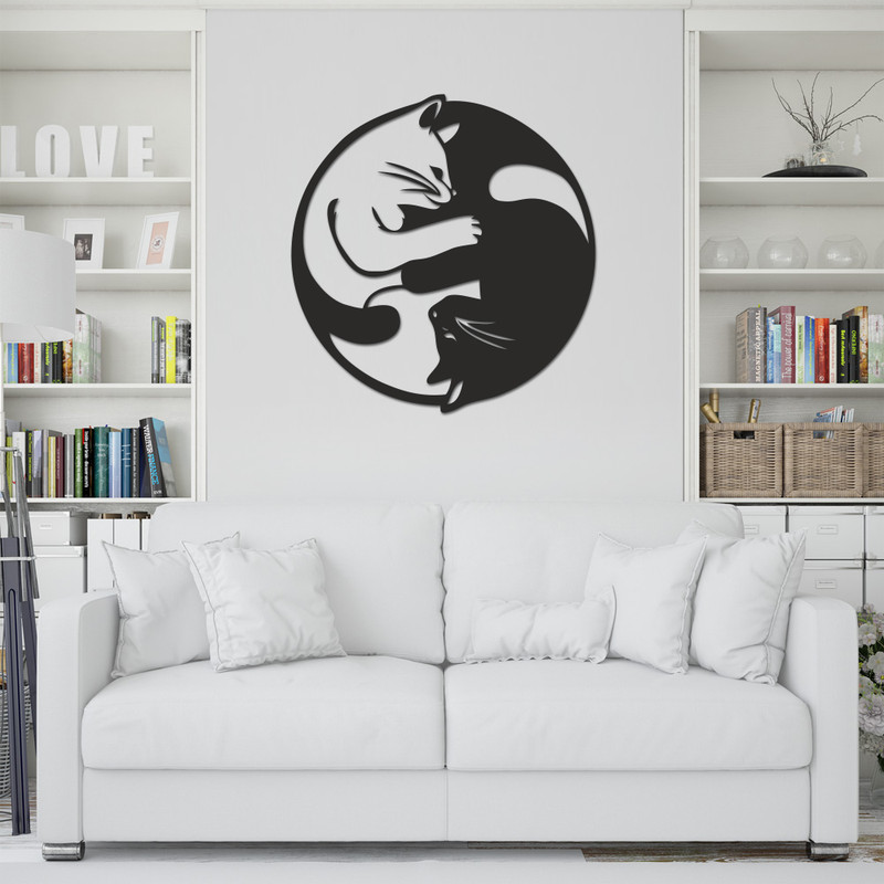 استیکر چوبی طرح گربه یینگ یانگ