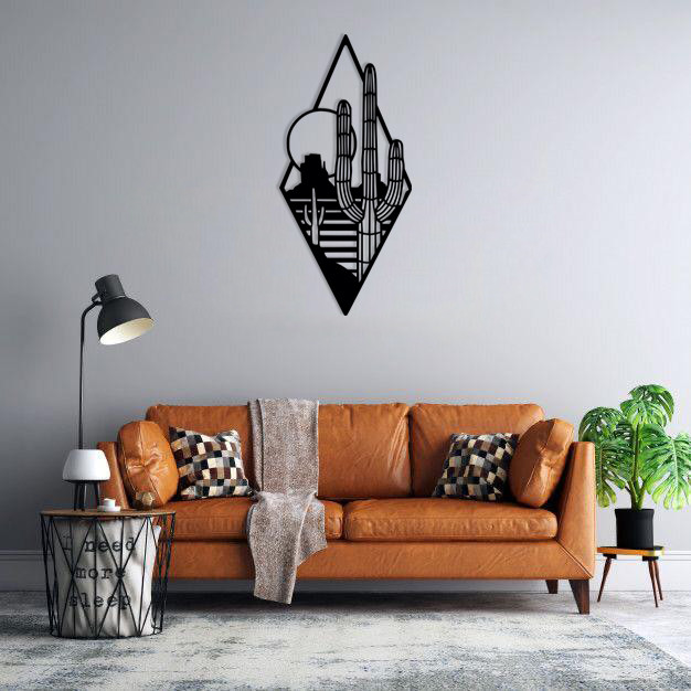 دیوارکوب ماهوت طرح کاکتوس و خورشید