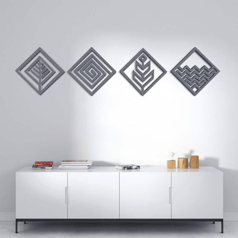 دیوارکوب مدل عناصر چهارگانه طرح لوزی مجموعه 4 عددی