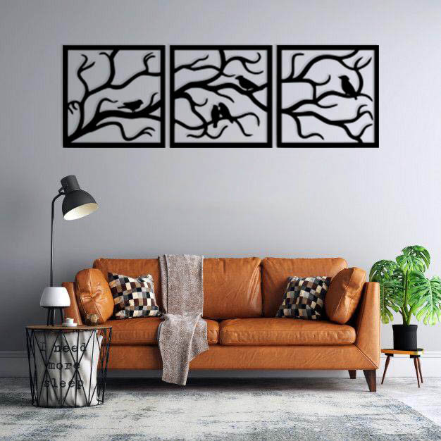 استیکر دیواری طرح پرنده روی شاخه مجموعه 3 عددی 