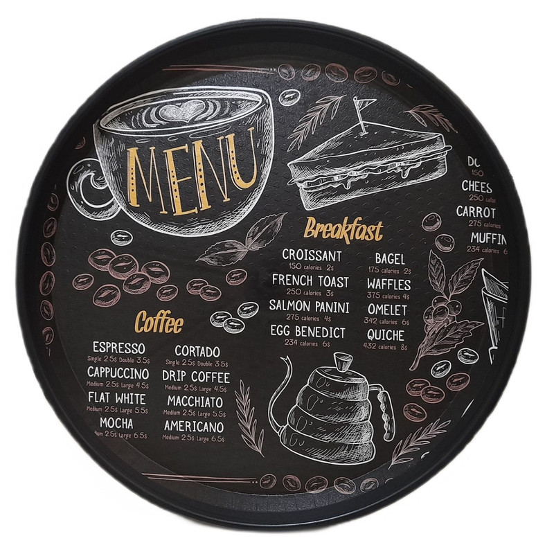 سینی مدل گرد طرح کافی شاپ کد 33