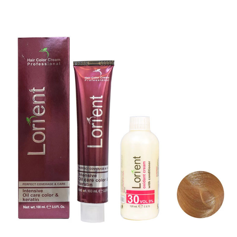 رنگ مو لورینت شماره 7.00 حجم 100 میلی لیتر رنگ بلوند متوسط قوی به همراه اکسیدان شماره 2 نه درصدی حجم 125 میلی لیتر