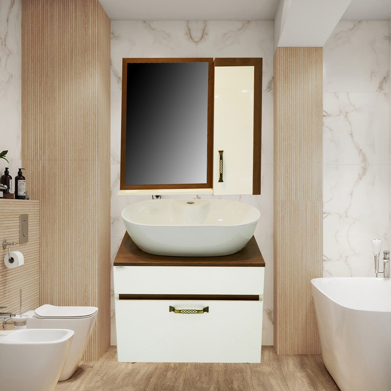 ست کابینت و روشویی مدل تورینو کد 555 به همراه آینه و باکس