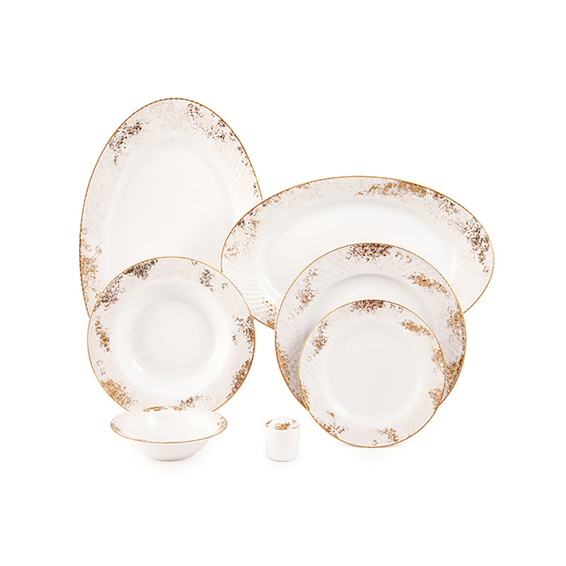 سرویس غذاخوری 28 پارچه چینی زرین ایران سری رادیانس مدل کلودیا درجه عالی	
