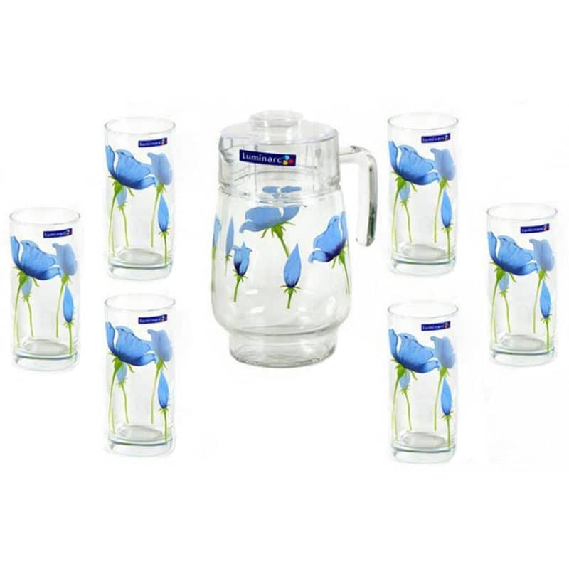 سرویس پارچ و لیوان 7 پارچه لومینارک مدل بلوپاپی