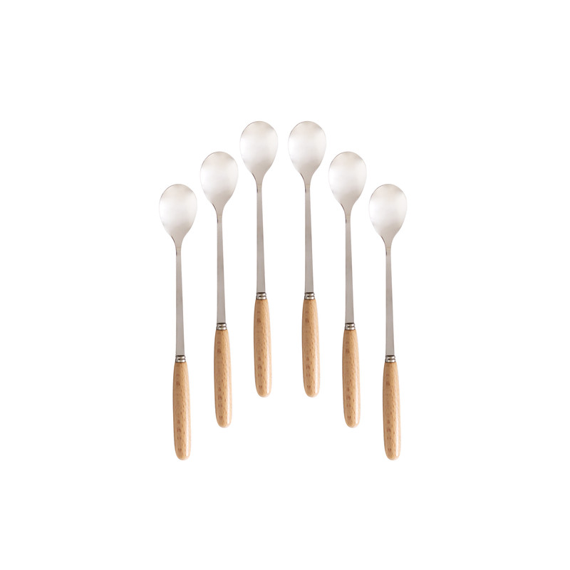 قاشق شربت خوری 6 پارچه مدل دسته چوبی