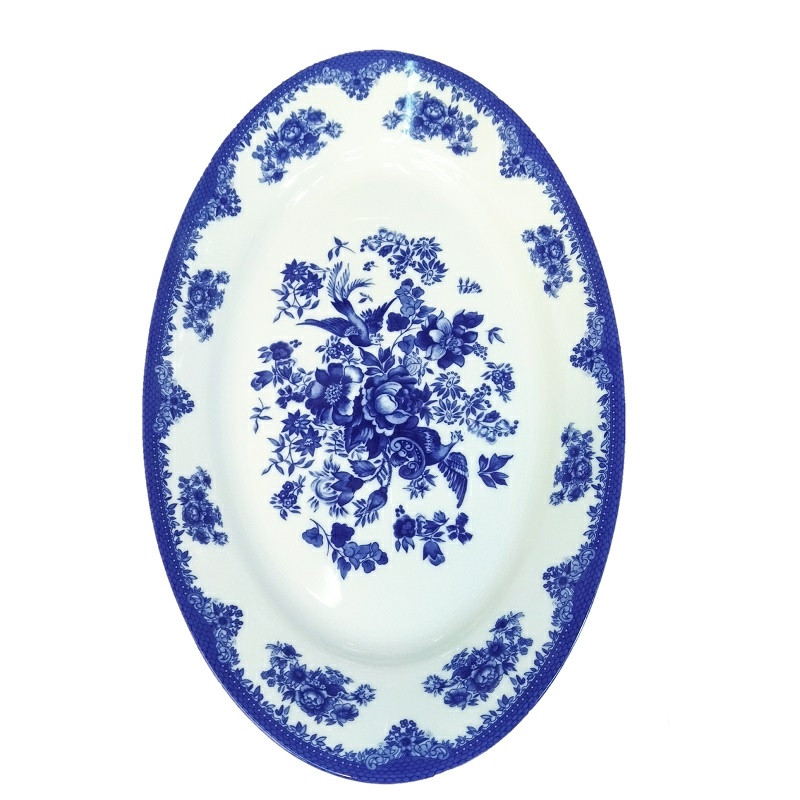 دیس چینی زرین ایران مدل بیضی ایتالیا 38 فلورانس سرمه ای درجه عالی