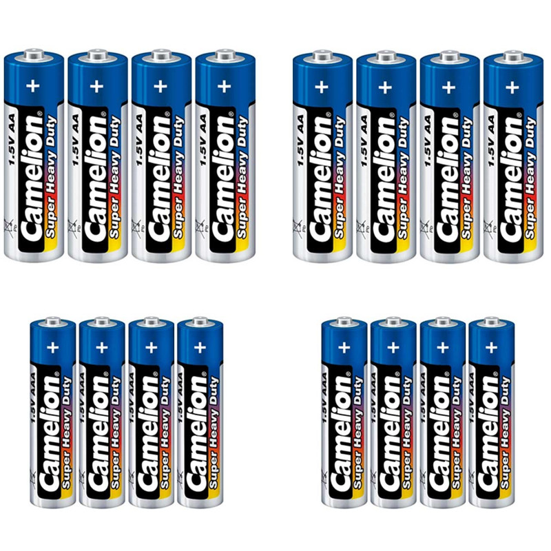 باتری قلمی و نیم قلمی کملیون مدل Super Heavy Duty بسته 16 عددی