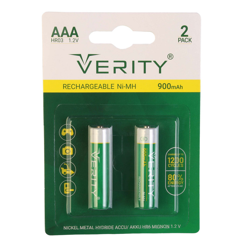 باتری نیم قلمی قابل شارژ وریتی مدل 900mAh بسته دو عددی