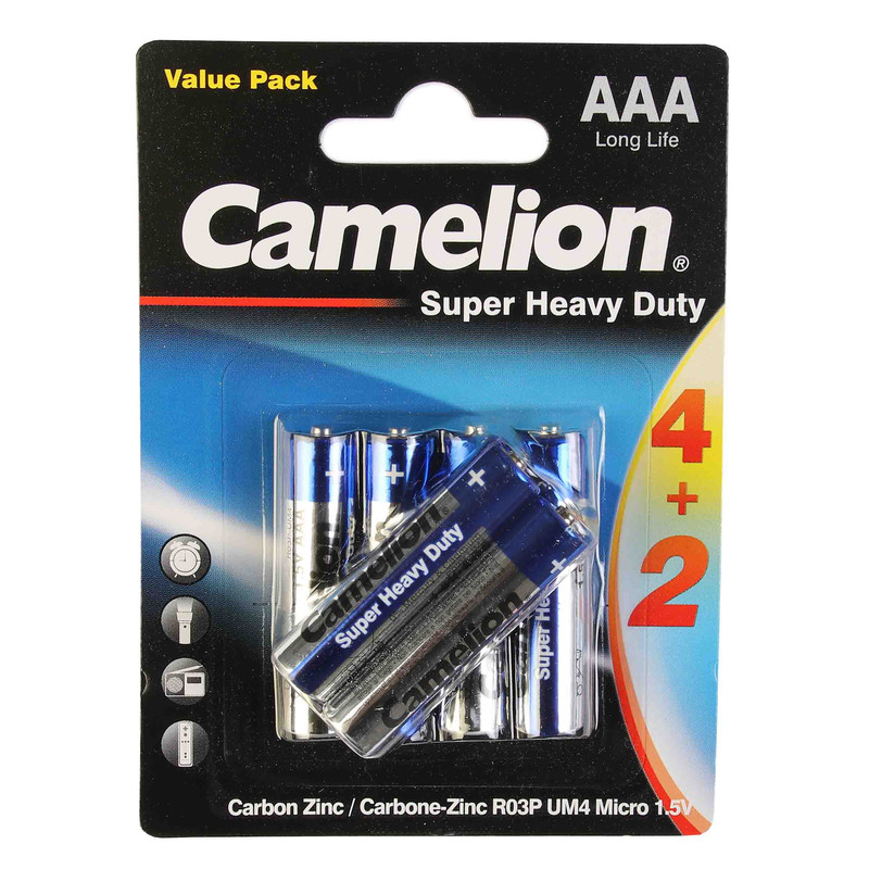 باتری نیم قلمی کملیون مدل Super  بسته ۶ عددی