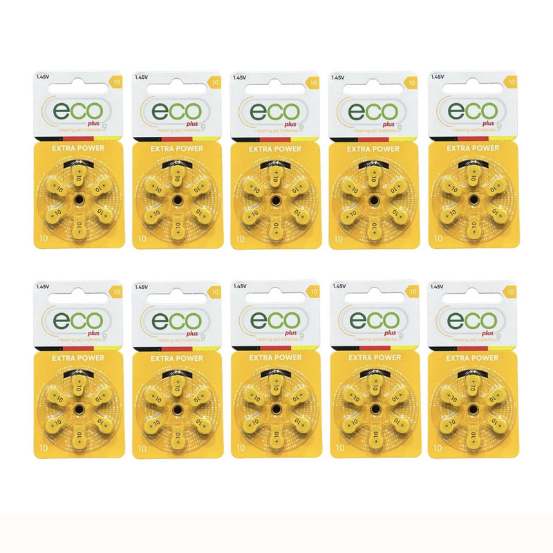 باتری سمعک اکو پلاس مدل 10 بسته ۶۰ عددی