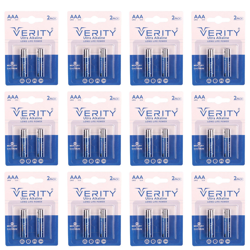 باتری نیم قلمی وریتی مدل Ultra Alkaline بسته 24 عددی