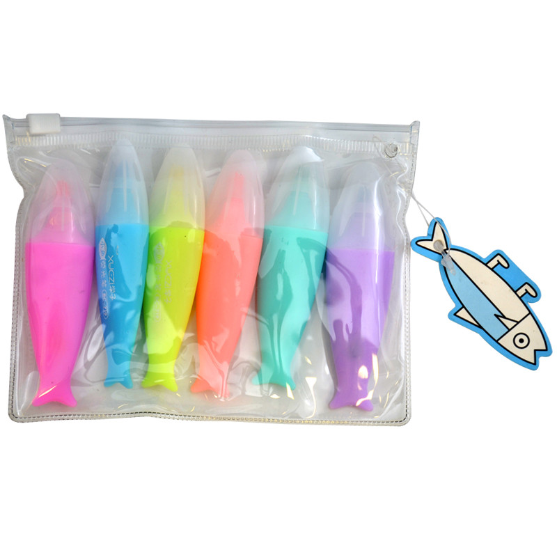 ماژیک علامت گذار مدل ماهی بسته 6 عددی