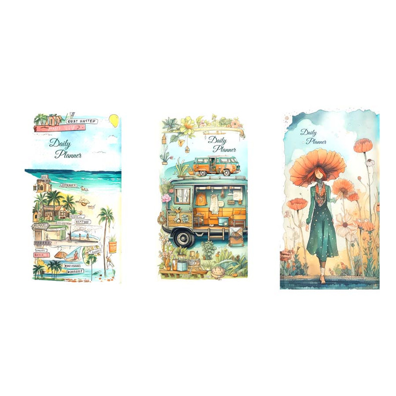 دفتر برنامه ریزی 30 برگ یاسکو مدل پاسپورتی طرح تابستان مجموعه 3 عددی