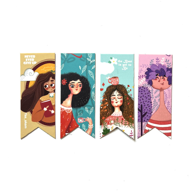  نشانگر کتاب یاس آکام مدل فرفری مجموعه 4 عددی 