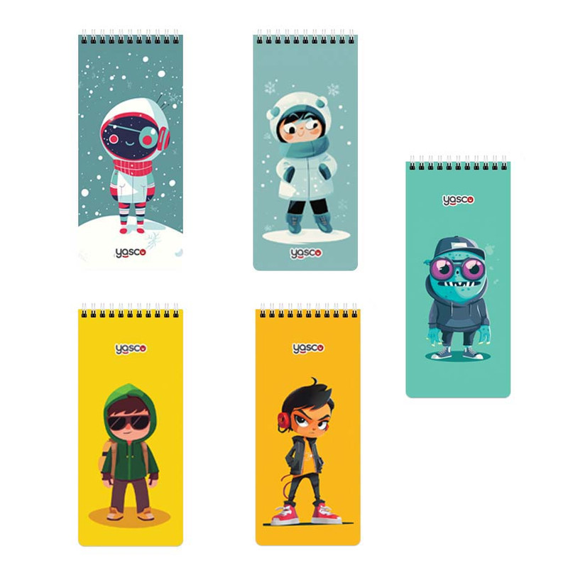 دفتر یادداشت 90 برگ یاسکو مدل جیبی طرح فضایی مجموعه 5 عددی