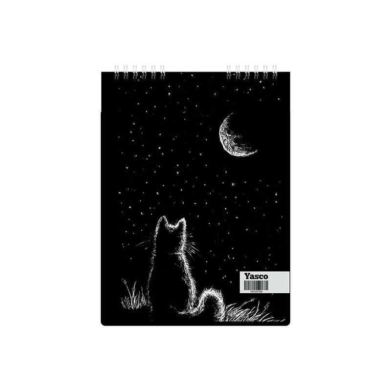 دفتر طراحی 25 برگ یاسکو مدل سیاه برگ طرح گربه 