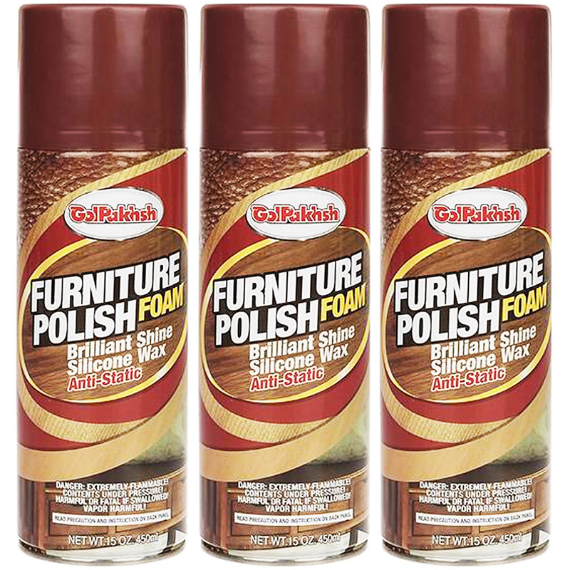 اسپری فوم براق کننده و پاک کننده چوب و مبل گل پخش حجم 450 میلی‌ لیتری بسته 3 عددی