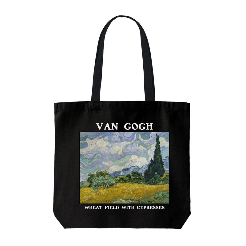 ساک خرید ترمه طراحان ایده مدل مزرعه گندم و درختان سرو از ونگوگ کد art0007 - S
