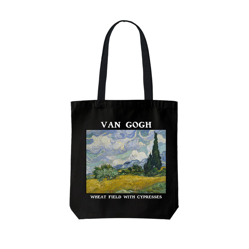 ساک خرید ترمه طراحان ایده مدل مزرعه گندم و درختان سرو از ونگوگ کد art0007 - L