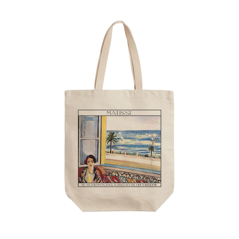 ساک خرید ترمه طراحان ایده مدل زن نشسته جلوی پنجره باز از ماتیس کد art0652 - L