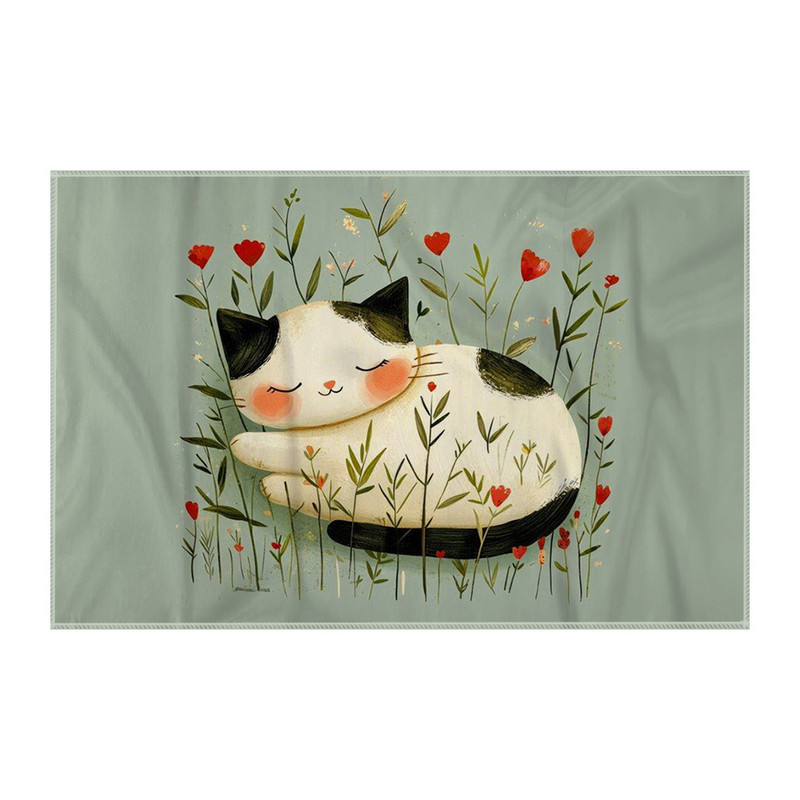 کاغذ کادو ترمه طراحان ایده مدل گربه در گل کد strm1096