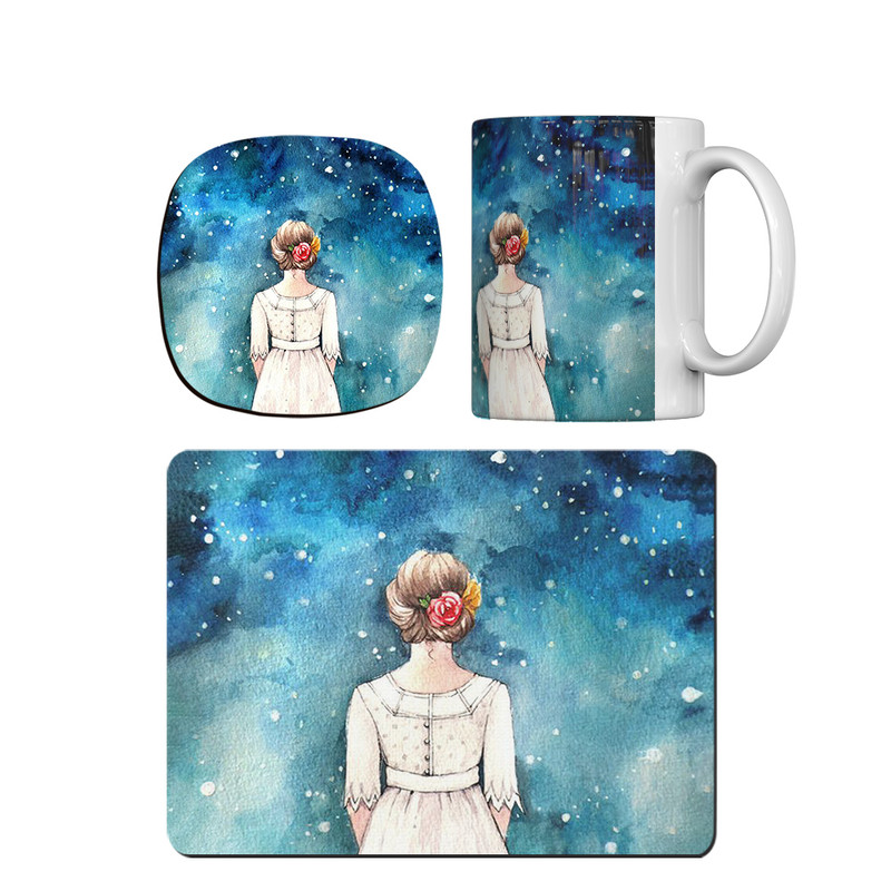 ماگ ترمه طراحان ایده مدل دخترانه کد cfp1334 همراه با زیر لیوانی و موس پد