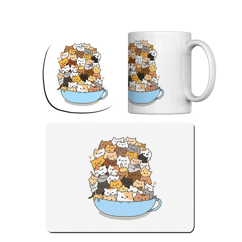 ماگ ترمه طراحان ایده مدل یه کاسه گربه کد cfp1370 همراه با زیر لیوانی و موس پد