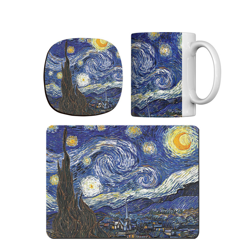 ماگ ترمه طراحان ایده مدل شب ستاره ای کد cfp1550 همراه با زیر لیوانی و موس پد