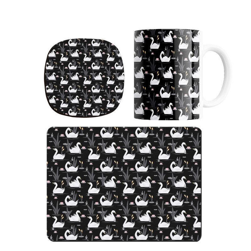 ماگ ترمه طراحان ایده مدل پترن قو کد strm0209 همراه با زیر لیوانی و موس پد