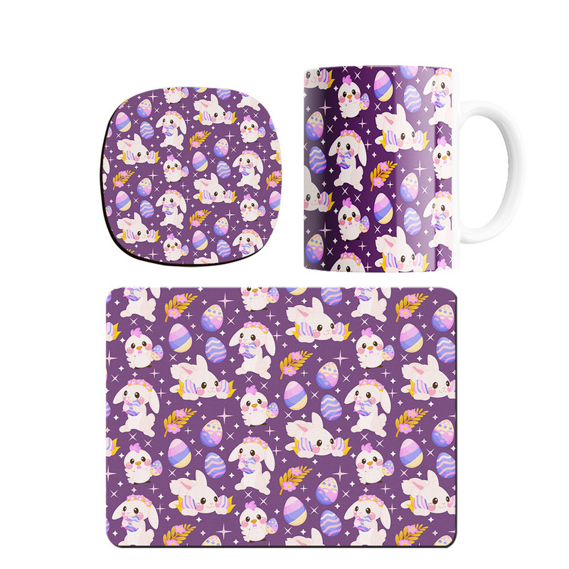 ست ماگ ترمه طراحان ایده مدل پترن خرگوش کیوت کد strm0261 همراه با زیر لیوانی و موس پد