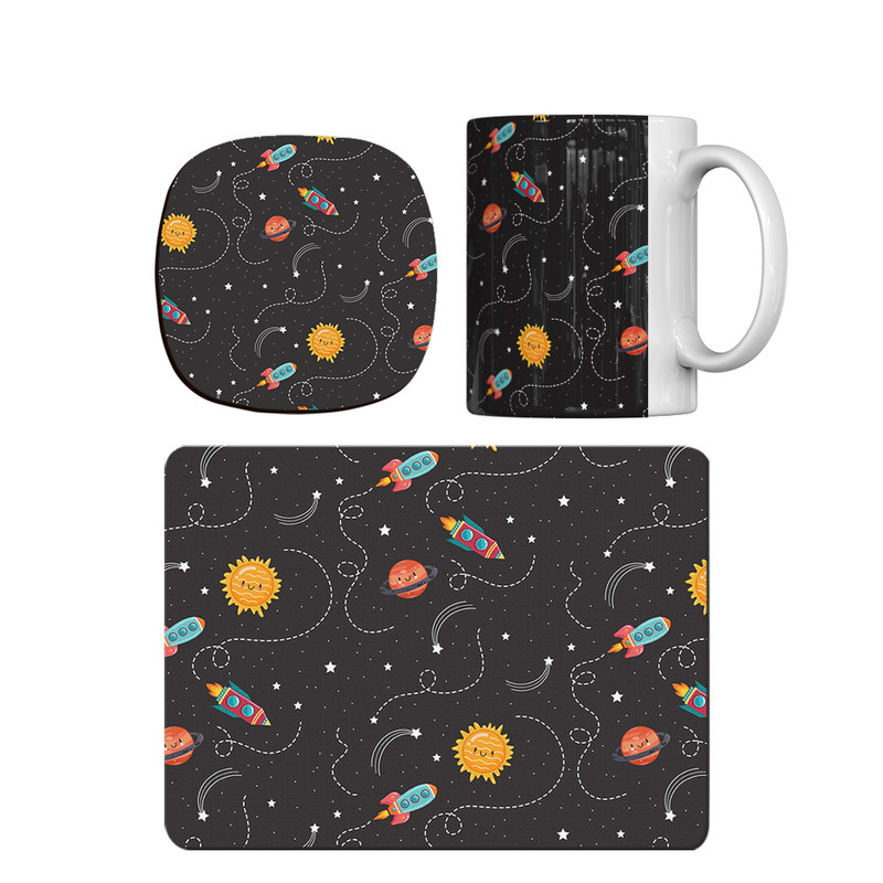 ماگ ترمه طراحان ایده مدل پترن ستاره و سیاره کد strm0048 همراه با زیر لیوانی و موس پد