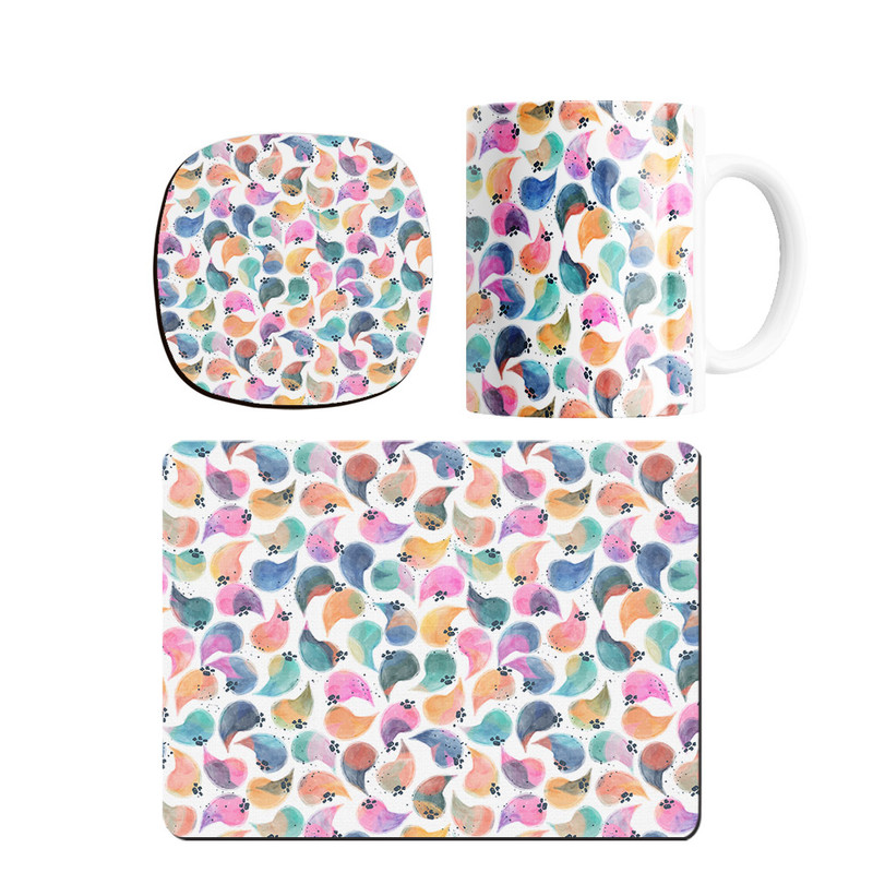 ماگ ترمه طراحان ایده مدل پترن شکل های رنگارنگ کد strm0292 همراه با زیر لیوانی و موس پد