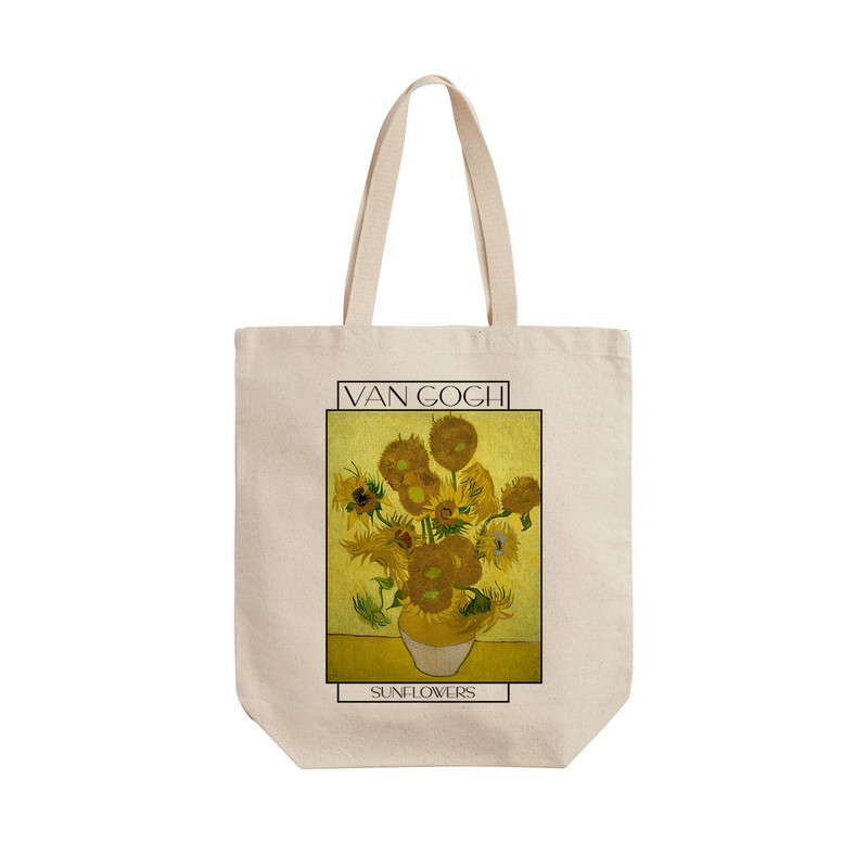 ساک خرید ترمه طراحان ایده مدل گل های آفتابگردان از ونگوگ کد art017 - L