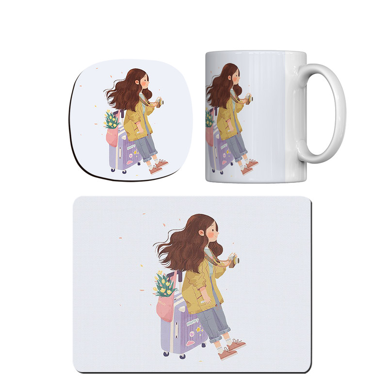 ماگ ترمه طراحان ایده مدل دختر عکاس کد cfp1357 به همراه زیر لیوانی و موس پد