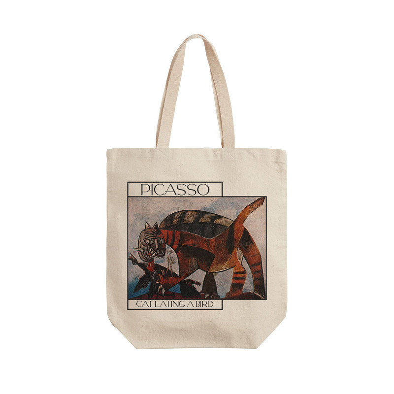 ساک خرید ترمه طراحان ایده مدل گربه در حال خوردن پرنده از پیکاسو کد art0358 - L