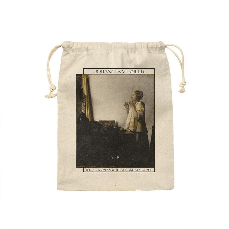 کیسه نان و سبزی ترمه طراحان ایده مدل زن جوان با گردنبند مروارید از ورمر کد art0562 - L