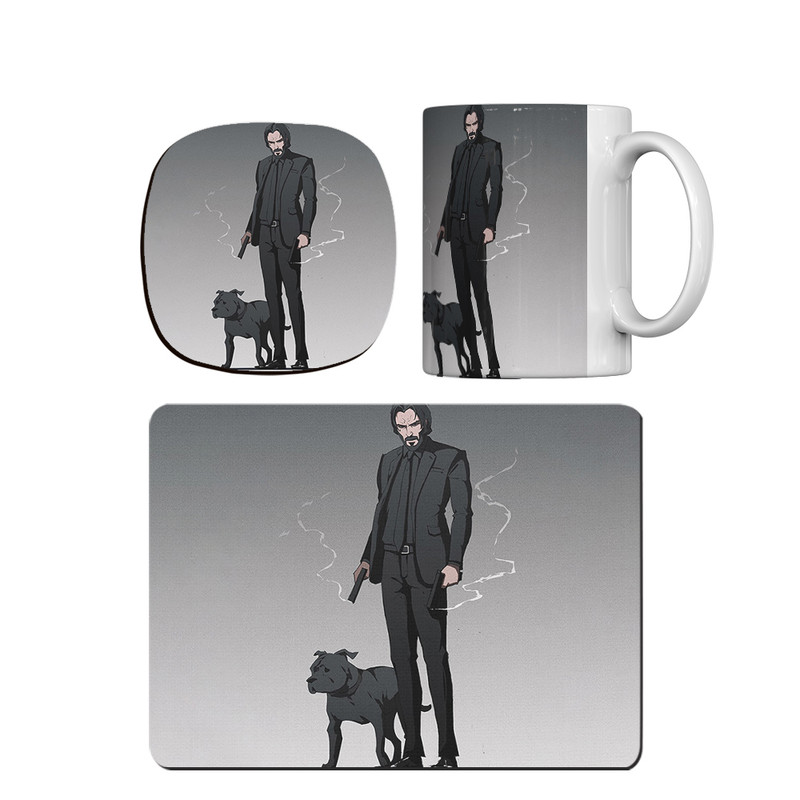 ماگ ترمه طراحان ایده مدل جان ویک و سگ نگهبان کد cfp1924 همراه با زیر لیوانی و موس پد