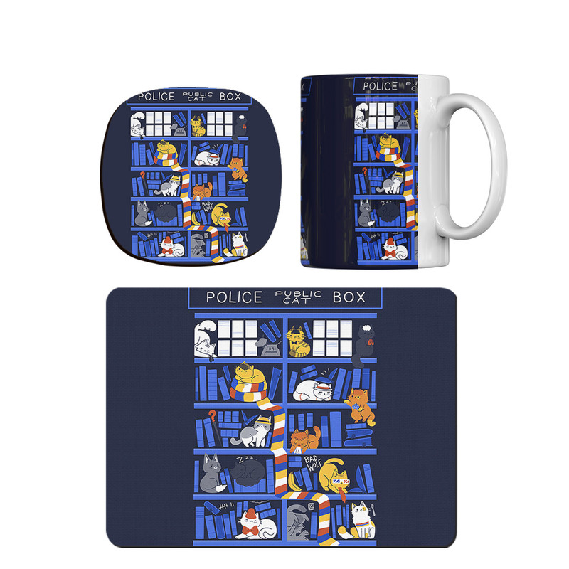 ماگ ترمه طراحان ایده مدل گربه های بامزه کد strm0057 همراه با زیر لیوانی و موس پد