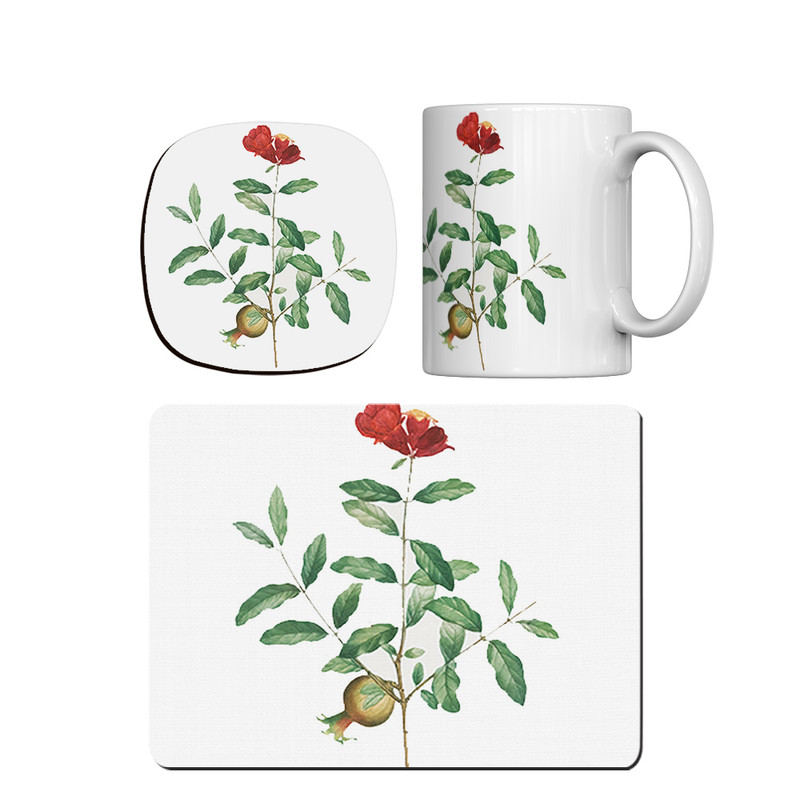 ماگ ترمه طراحان ایده مدل گل انار کد cfp1717 همراه با زیر لیوانی و موس پد