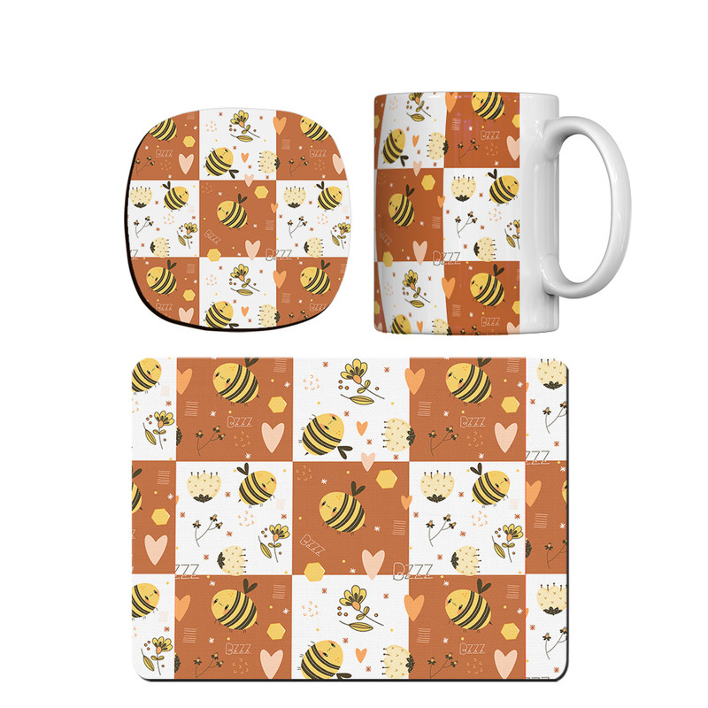 ماگ ترمه طراحان ایده مدل زنبورک کد cfp1597 همراه با زیر لیوانی و موس پد