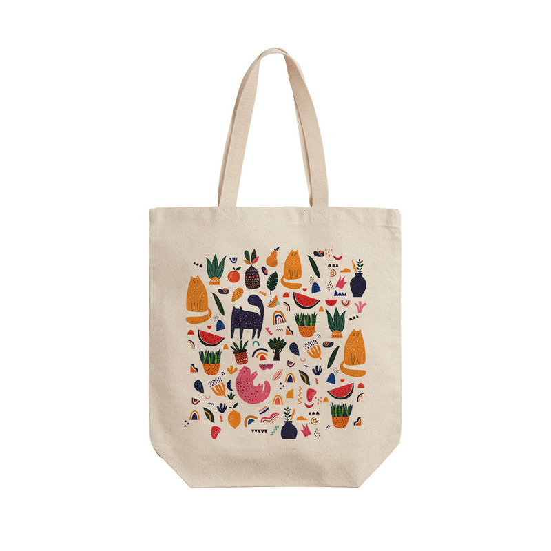 ساک خرید ترمه طراحان ایده مدل گربه و میوه کد cfp1551 - L