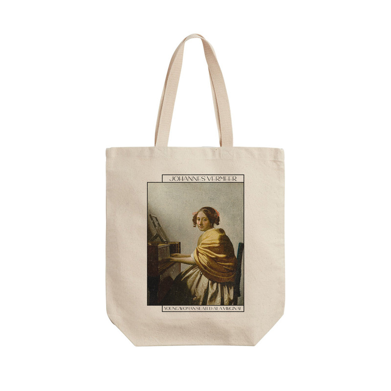 ساک خرید ترمه طراحان ایده مدل زن جوان پشت ساز ویرژینال از ورمر کد art0593 - L