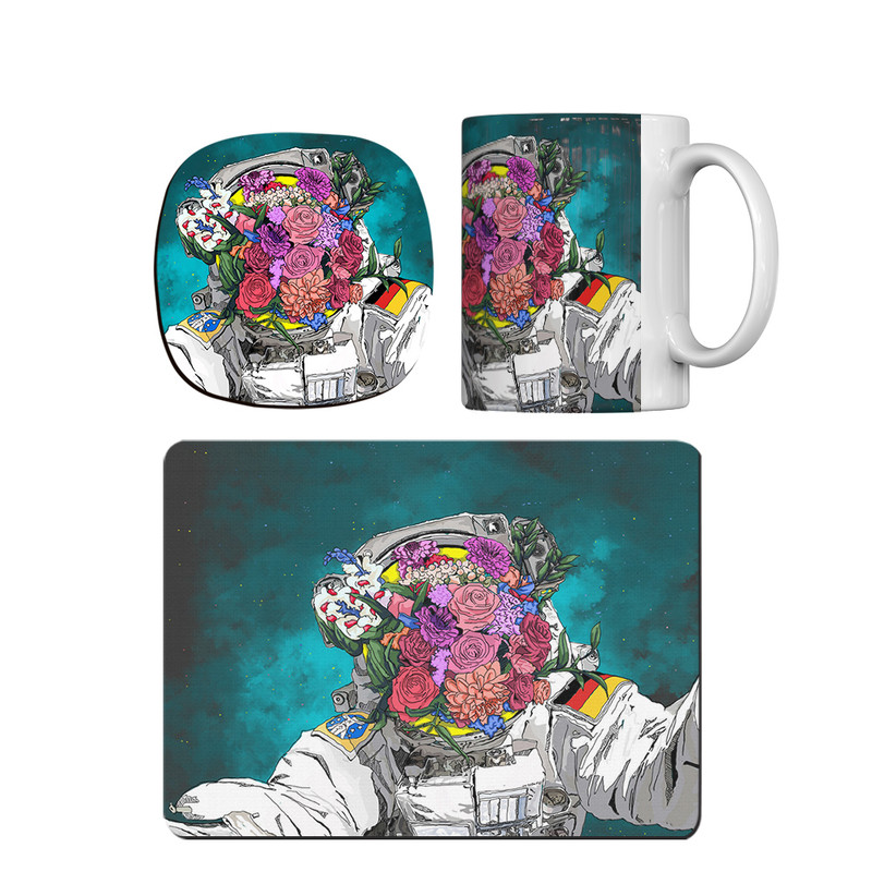 ماگ ترمه طراحان ایده مدل فضانورد گلگلی کد cfp1479 همراه با زیر لیوانی و موس پد