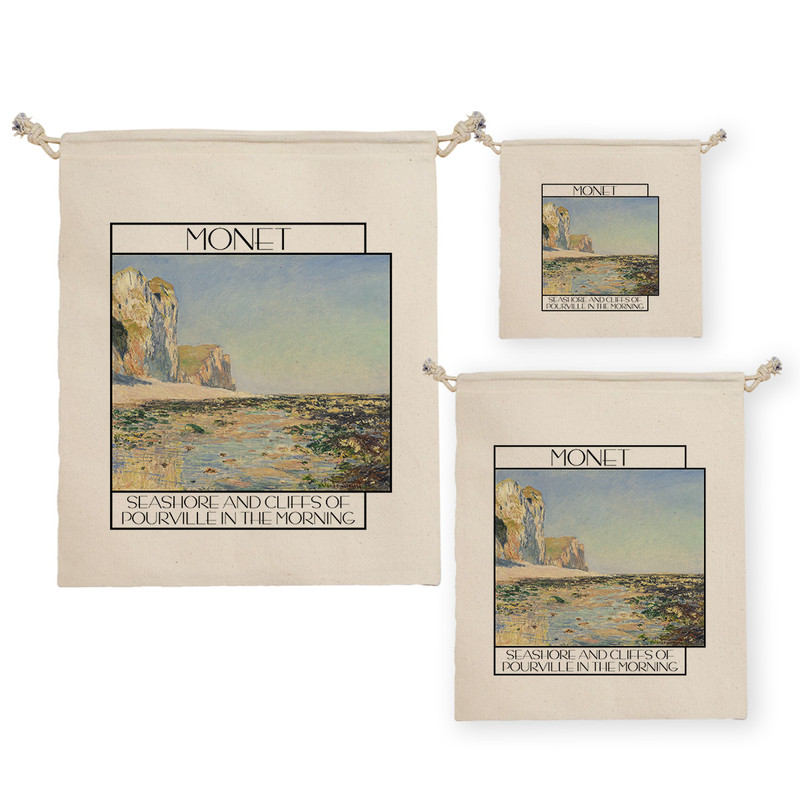 نظم دهنده ترمه طراحان ایده مدل کیسه بنددار ساحل دریا و صخره های پورویل در صبح از مونه کد art0219 بسته سه عددی