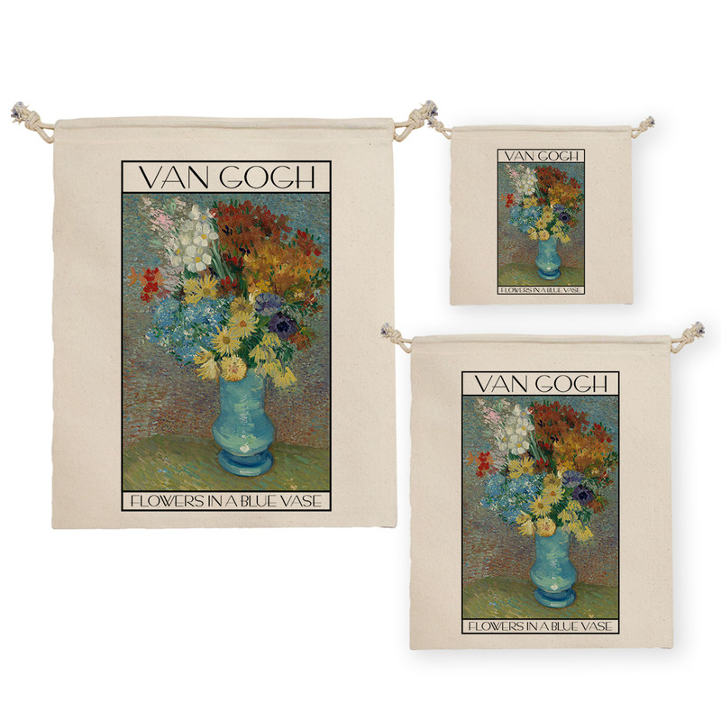 نظم دهنده ترمه طراحان ایده مدل کیسه بنددار گل ها در گلدان آبی از ونگوگ کد art0062 بسته سه عددی